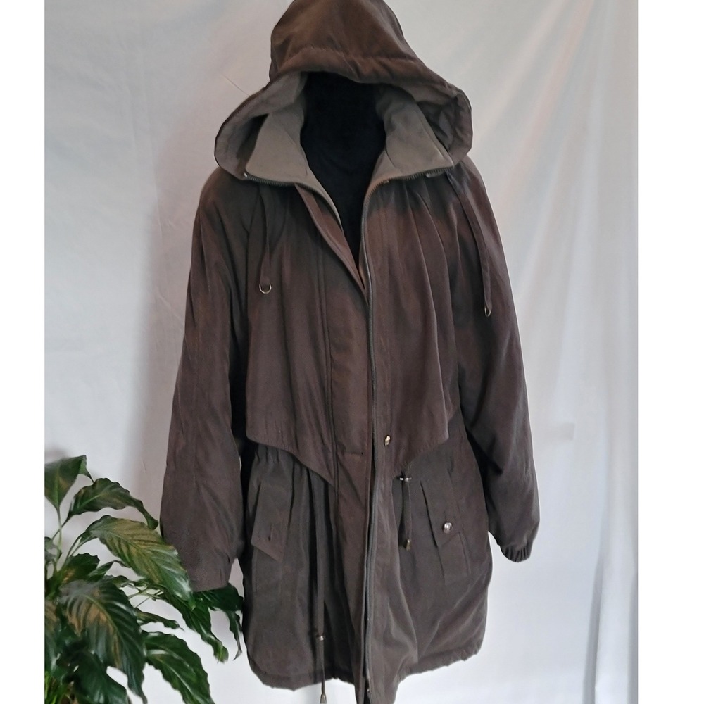 F.S.L. Collection Green Hooded Parka Jacket DuPont Thermolite Plus XL Womens